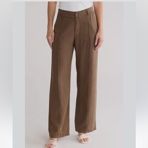 S0345. NWT ELIE TAHARI Slouchi  Tencel High-Waist Wide Leg Pants — Brown